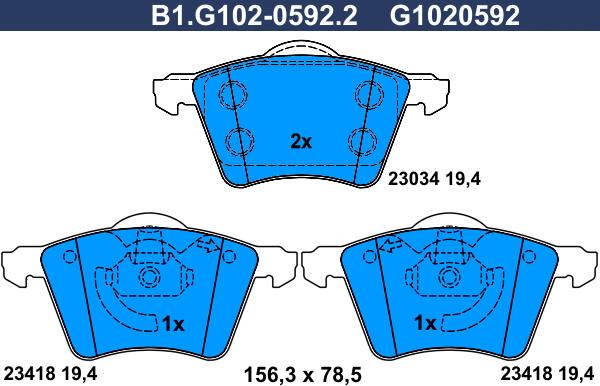 Galfer B1.G102-0592.2 - Kit de plaquettes de frein, frein à disque cwaw.fr