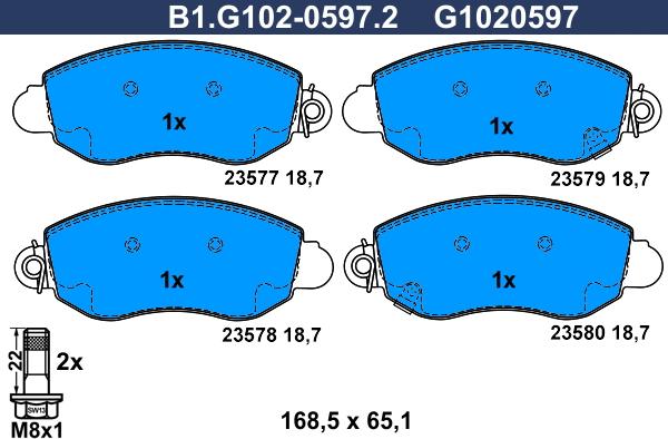 Galfer B1.G102-0597.2 - Kit de plaquettes de frein, frein à disque cwaw.fr