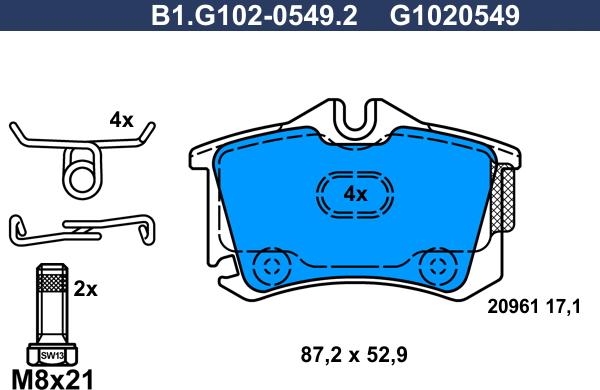 Galfer B1.G102-0549.2 - Kit de plaquettes de frein, frein à disque cwaw.fr