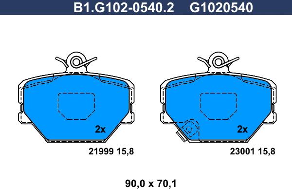 Galfer B1.G102-0540.2 - Kit de plaquettes de frein, frein à disque cwaw.fr