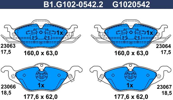 Galfer B1.G102-0542.2 - Kit de plaquettes de frein, frein à disque cwaw.fr