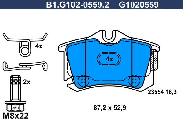 Galfer B1.G102-0559.2 - Kit de plaquettes de frein, frein à disque cwaw.fr