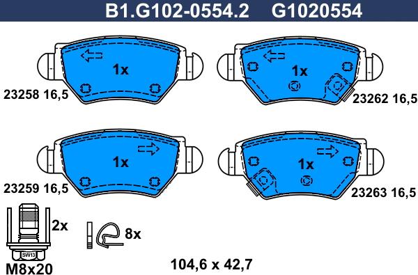 Galfer B1.G102-0554.2 - Kit de plaquettes de frein, frein à disque cwaw.fr