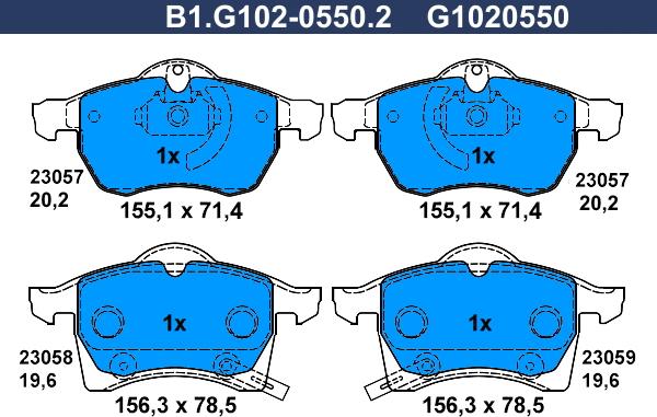 Galfer B1.G102-0550.2 - Kit de plaquettes de frein, frein à disque cwaw.fr