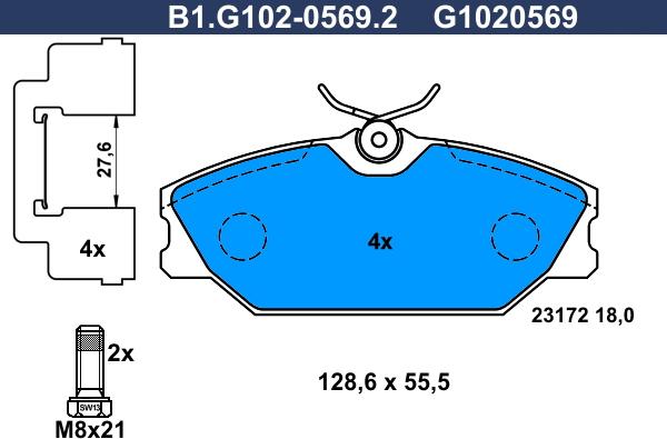 Galfer B1.G102-0569.2 - Kit de plaquettes de frein, frein à disque cwaw.fr