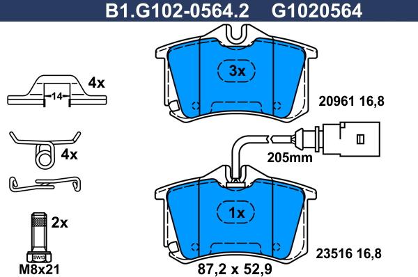 Galfer B1.G102-0564.2 - Kit de plaquettes de frein, frein à disque cwaw.fr