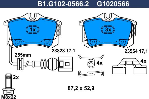 Galfer B1.G102-0566.2 - Kit de plaquettes de frein, frein à disque cwaw.fr