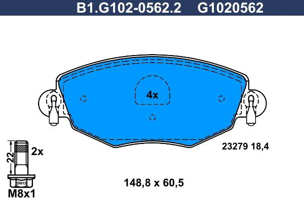 Galfer B1.G102-0562.2 - Kit de plaquettes de frein, frein à disque cwaw.fr