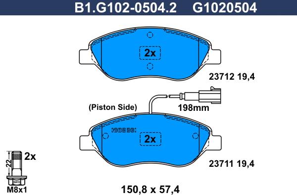 Galfer B1.G102-0504.2 - Kit de plaquettes de frein, frein à disque cwaw.fr