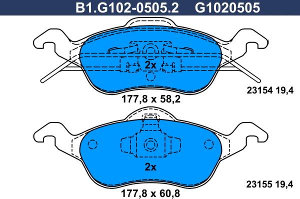 Galfer B1.G102-0505.2 - Kit de plaquettes de frein, frein à disque cwaw.fr