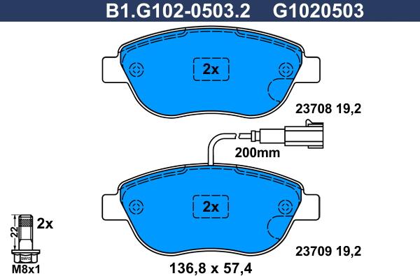 Galfer B1.G102-0503.2 - Kit de plaquettes de frein, frein à disque cwaw.fr