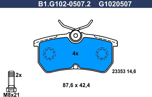 Galfer B1.G102-0507.2 - Kit de plaquettes de frein, frein à disque cwaw.fr