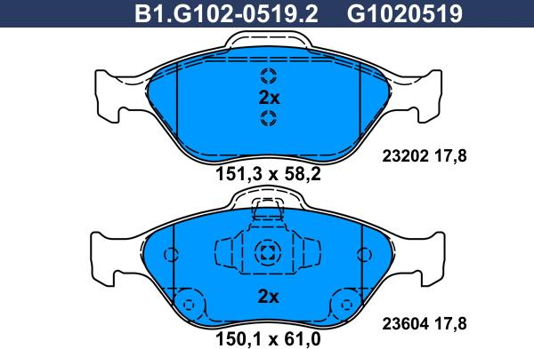 Galfer B1.G102-0519.2 - Kit de plaquettes de frein, frein à disque cwaw.fr