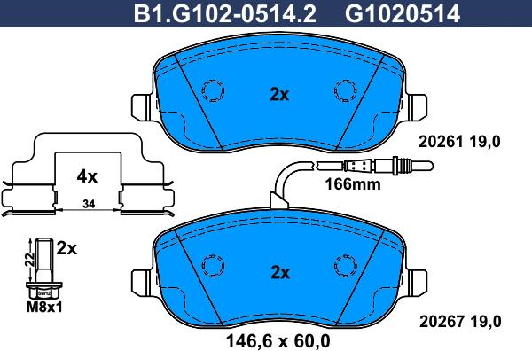 Galfer B1.G102-0514.2 - Kit de plaquettes de frein, frein à disque cwaw.fr