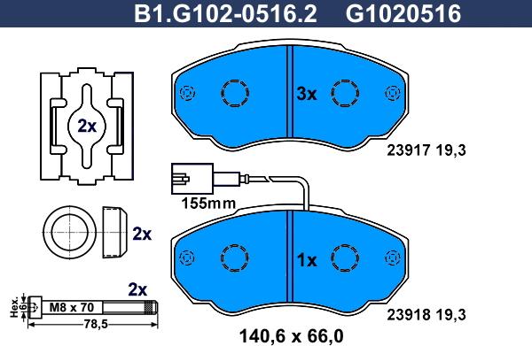 Galfer B1.G102-0516.2 - Kit de plaquettes de frein, frein à disque cwaw.fr