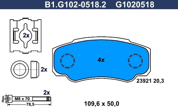 Galfer B1.G102-0518.2 - Kit de plaquettes de frein, frein à disque cwaw.fr