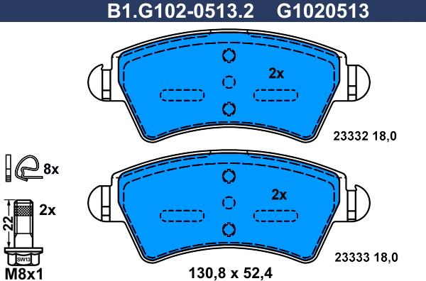 Galfer B1.G102-0513.2 - Kit de plaquettes de frein, frein à disque cwaw.fr