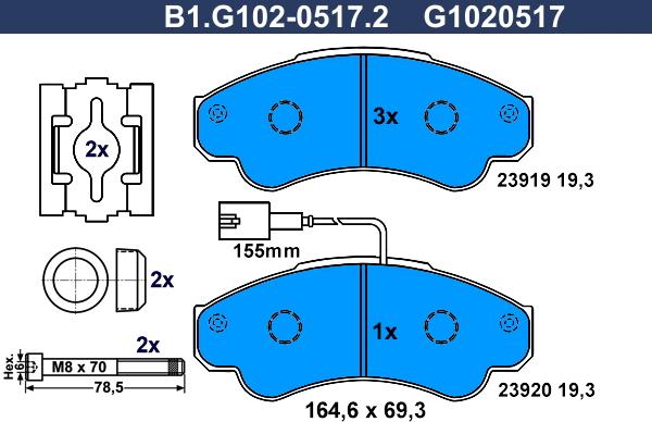 Galfer B1.G102-0517.2 - Kit de plaquettes de frein, frein à disque cwaw.fr