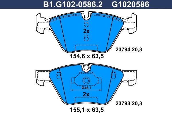 Galfer B1.G102-0586.2 - Kit de plaquettes de frein, frein à disque cwaw.fr