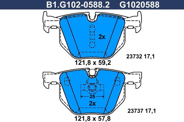 Galfer B1.G102-0588.2 - Kit de plaquettes de frein, frein à disque cwaw.fr