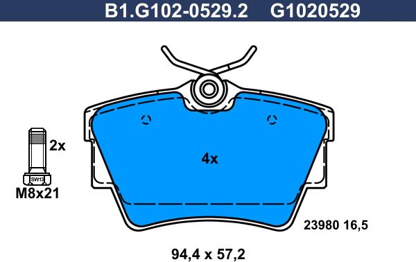 Galfer B1.G102-0529.2 - Kit de plaquettes de frein, frein à disque cwaw.fr