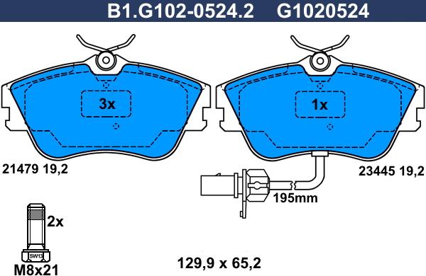 Galfer B1.G102-0524.2 - Kit de plaquettes de frein, frein à disque cwaw.fr