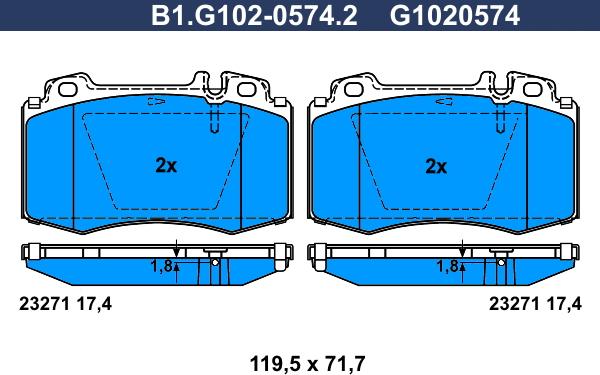 Galfer B1.G102-0574.2 - Kit de plaquettes de frein, frein à disque cwaw.fr