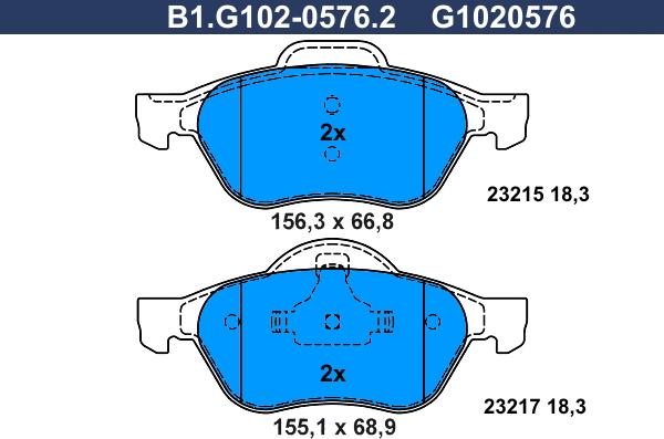 Galfer B1.G102-0576.2 - Kit de plaquettes de frein, frein à disque cwaw.fr