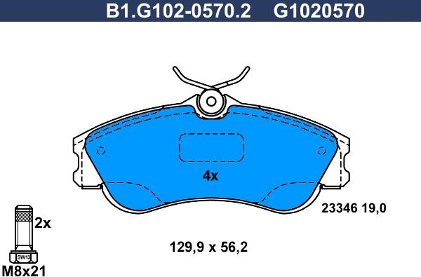 Galfer B1.G102-0570.2 - Kit de plaquettes de frein, frein à disque cwaw.fr