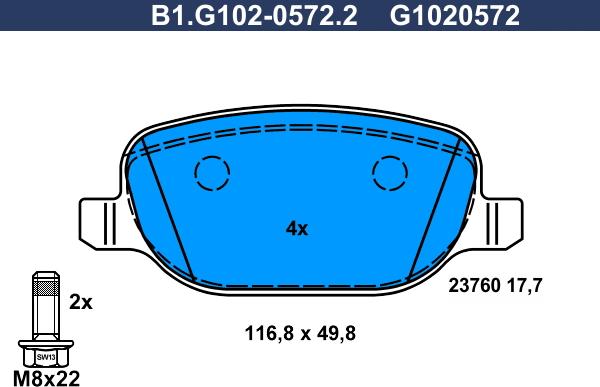 Galfer B1.G102-0572.2 - Kit de plaquettes de frein, frein à disque cwaw.fr