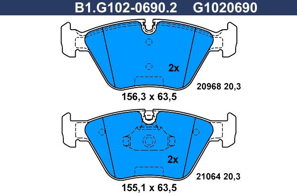 Galfer B1.G102-0690.2 - Kit de plaquettes de frein, frein à disque cwaw.fr