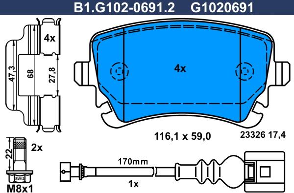 Galfer B1.G102-0691.2 - Kit de plaquettes de frein, frein à disque cwaw.fr