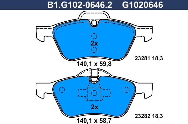 Galfer B1.G102-0646.2 - Kit de plaquettes de frein, frein à disque cwaw.fr