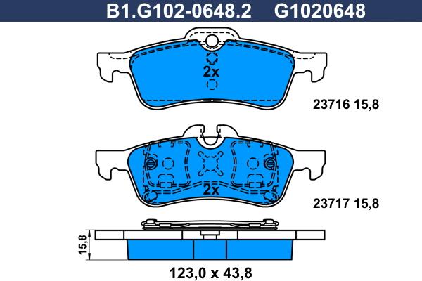 Galfer B1.G102-0648.2 - Kit de plaquettes de frein, frein à disque cwaw.fr