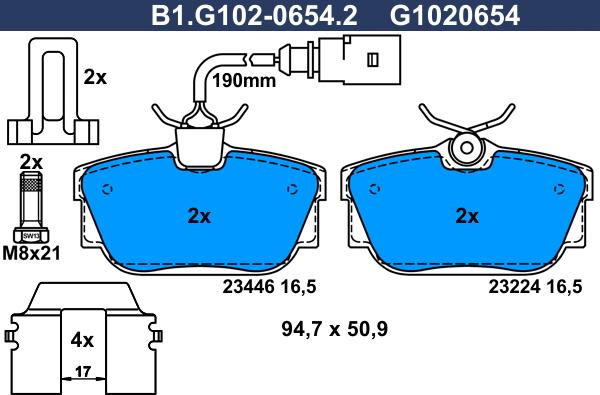 Galfer B1.G102-0654.2 - Kit de plaquettes de frein, frein à disque cwaw.fr