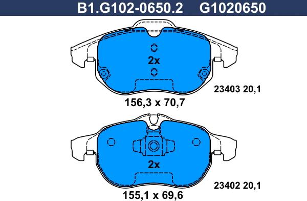 Galfer B1.G102-0650.2 - Kit de plaquettes de frein, frein à disque cwaw.fr