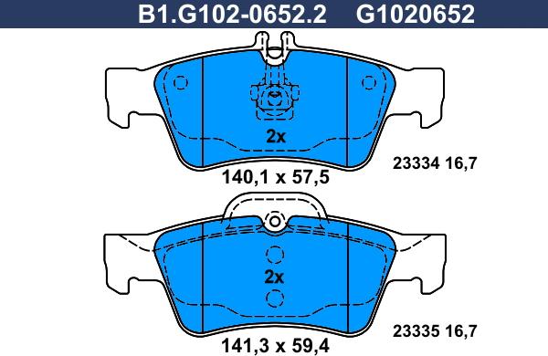 Galfer B1.G102-0652.2 - Kit de plaquettes de frein, frein à disque cwaw.fr