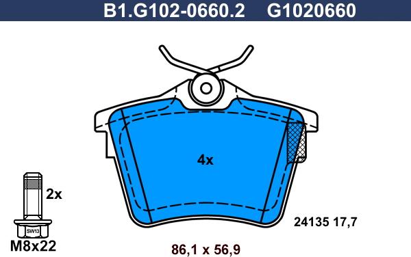 Galfer B1.G102-0660.2 - Kit de plaquettes de frein, frein à disque cwaw.fr