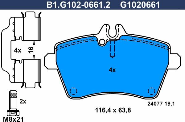 Galfer B1.G102-0661.2 - Kit de plaquettes de frein, frein à disque cwaw.fr