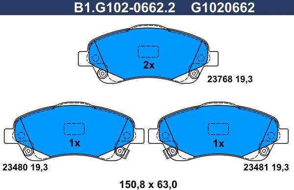 Galfer B1.G102-0662.2 - Kit de plaquettes de frein, frein à disque cwaw.fr