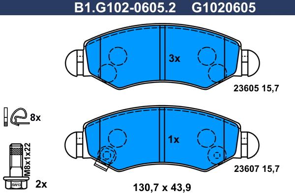 Galfer B1.G102-0605.2 - Kit de plaquettes de frein, frein à disque cwaw.fr