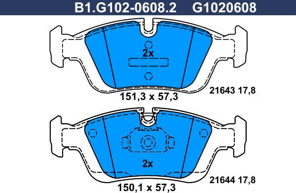 Galfer B1.G102-0608.2 - Kit de plaquettes de frein, frein à disque cwaw.fr