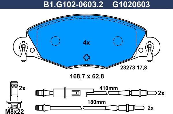 Galfer B1.G102-0603.2 - Kit de plaquettes de frein, frein à disque cwaw.fr