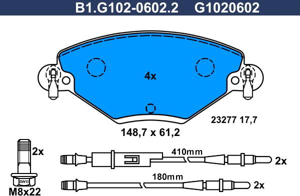 Galfer B1.G102-0602.2 - Kit de plaquettes de frein, frein à disque cwaw.fr