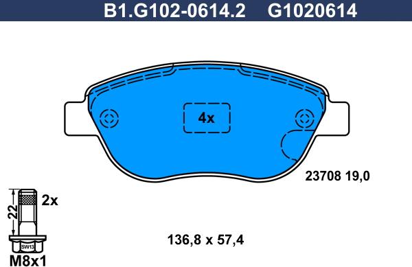 Galfer B1.G102-0614.2 - Kit de plaquettes de frein, frein à disque cwaw.fr