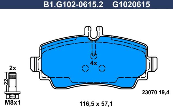 Galfer B1.G102-0615.2 - Kit de plaquettes de frein, frein à disque cwaw.fr