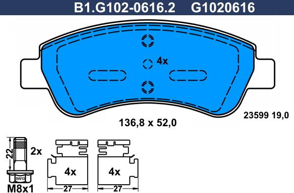 Galfer B1.G102-0616.2 - Kit de plaquettes de frein, frein à disque cwaw.fr