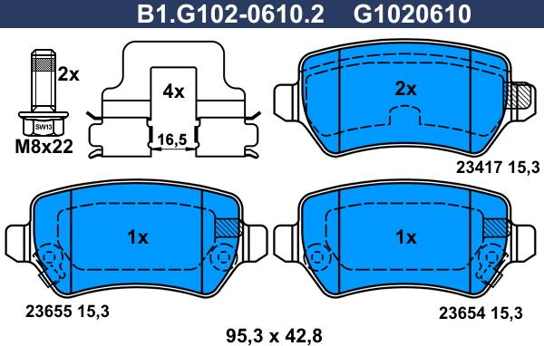 Galfer B1.G102-0610.2 - Kit de plaquettes de frein, frein à disque cwaw.fr