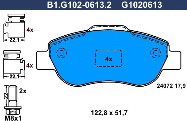 Galfer B1.G102-0613.2 - Kit de plaquettes de frein, frein à disque cwaw.fr