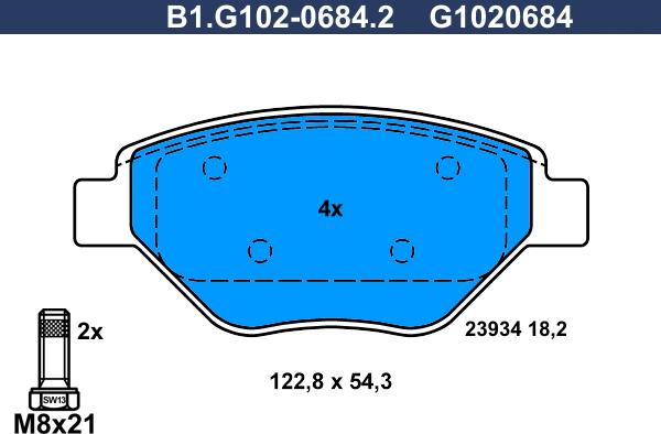 Galfer B1.G102-0684.2 - Kit de plaquettes de frein, frein à disque cwaw.fr